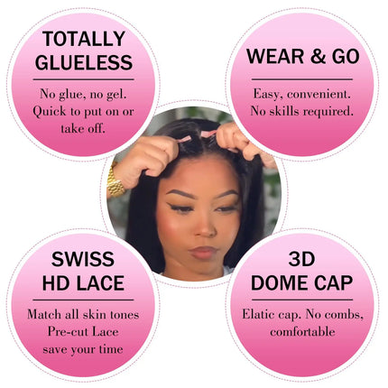 Wear Go Glueless Bob Wig Straight Lace Front Human Hair Wigs 6X4 HD Transparent Pre Cut PrePlucked Wig Ready To Wear