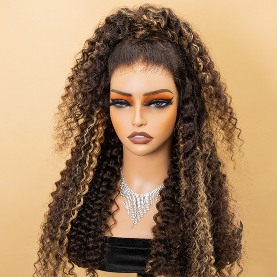 Ombre Deep Wave Frontal Wig 4/27 Highlight Human Hair Wigs Brazilian Deep Wave Lace Wig HAIR 4X4 Lace Closure Wig For Women