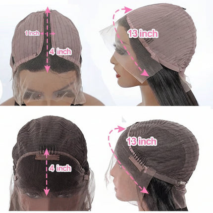 Comparison chart of different lace wig parts with measurements and ISEE branding.