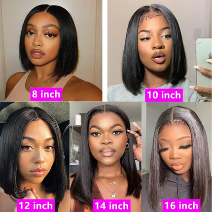 Wear And Go Glueless Human Hair Wig Bob HD Lace Straight Short Bob HD Lace Frontal Pre Plucked Human Wigs Ready To Go