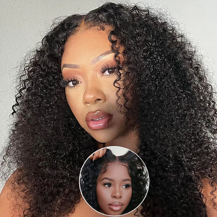 Kinky Curly Lace Front Wig Human Hair Wear And Go Wig Glueless HD Lace Closure Wigs Deep Curly Wig Ready To Wear