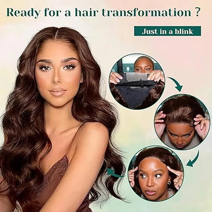 Glueless Wig Wear And Go #4 Body Wave Wig Chocolate Brown Lace Front Wigs Pre Cut PrePlucked HD Lace Wig Human Hair
