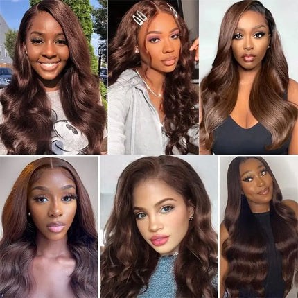 Glueless Wig Wear And Go #4 Body Wave Wig Chocolate Brown Lace Front Wigs Pre Cut PrePlucked HD Lace Wig Human Hair