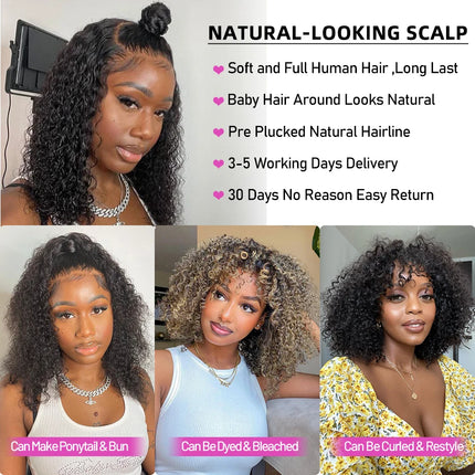 Mongolian Kinky Curly Human Hair Wig 13x4 Lace Front Wigs For Women Pre Bleached Knots On Sale Clearance Human Hair