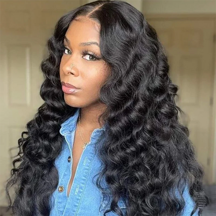 Wear And Go Wig Glueless Loose Deep Wave Lace Front Human Hair Wig Transparent Lace Closure Deep Wave Wigs PrePlucked