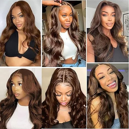Glueless Wig Wear And Go #4 Body Wave Wig Chocolate Brown Lace Front Wigs Pre Cut PrePlucked HD Lace Wig Human Hair
