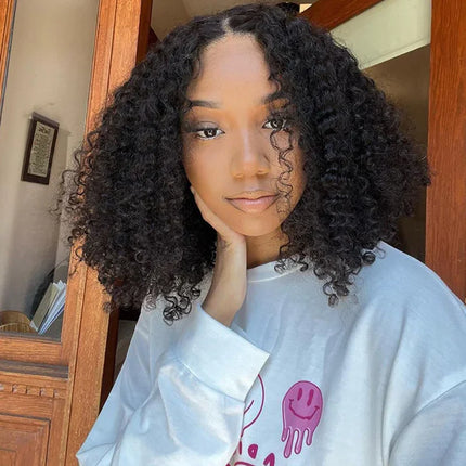 Glueless Bob Wig Hair Wear And Go Kinky Curly Lace Front Wig Human Hair Short Deep Curly Wigs PrePlucked Human Wigs