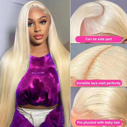 613 Straight Human Hair Wig 13x6 HD Lace Frontal Wigs 613 Honey Blonde Straight Brazilian Lace Frontal Wig 220 Density 40 Inch