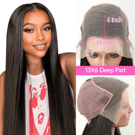 HD Lace Frontal Wig 13x6 Transparent Lace Frontal Human Hair Wigs Bone Straight Preplucked Wigs For Women On Sale