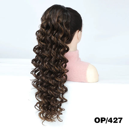 Curly Pony Tail Hair Extensions 24 28 Inch Synthetic Horse Tail For Black Women Ombre Brown Red False Drawstring Ponytail Clip In