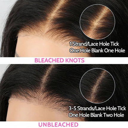 Pre Bleached Knots Straight Glueless Human Hair Wig Pre Cut PrePlucked Lace Front Wig HD Transparent Wear And Go Wig