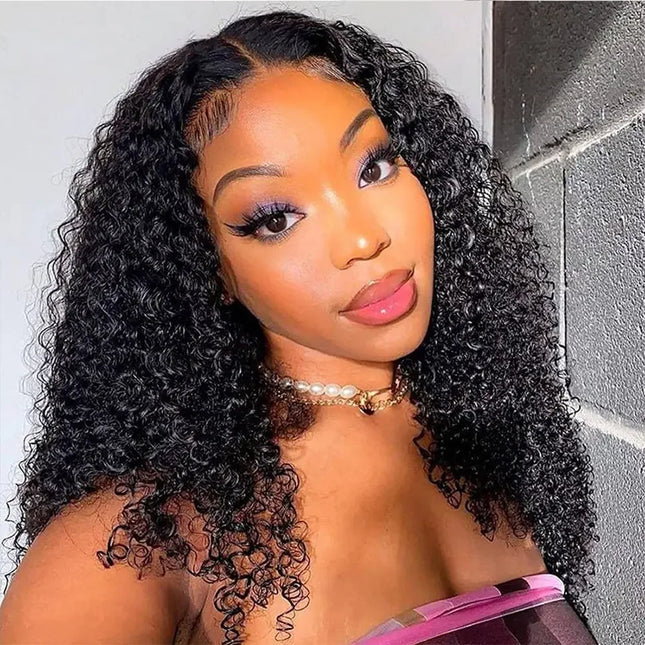 Kinky Curly Lace Front Wig Human Hair Wear And Go Wig Glueless HD Lace Closure Wigs Deep Curly Wig Ready To Wear