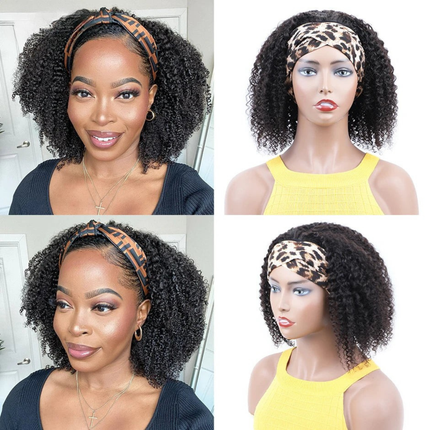 Headband Wig Human Hair Kinky Curly Human Hair Wigs For Women Brazilian Short Bob Wigs Glueless Full Machine Made Wig