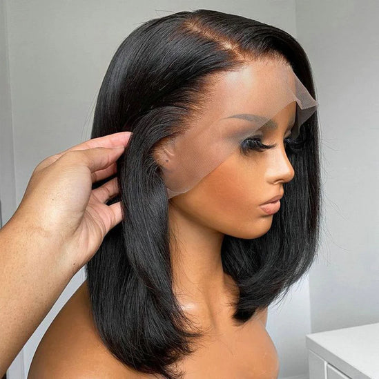 Bone Straight Bob Wig Lace Front Human Hair Wigs Pre Plucked HD Transparent Lace Frontal Wig 13x4 Frontal Wigs Hair 180%