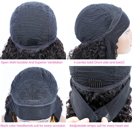 Headband Wig Human Hair Kinky Curly Human Hair Wigs For Women Brazilian Short Bob Wigs Glueless Full Machine Made Wig