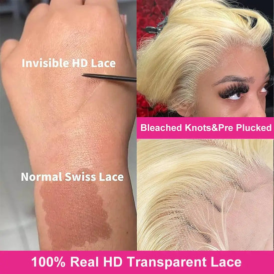613 Straight Human Hair Wig 13x6 HD Lace Frontal Wigs 613 Honey Blonde Straight Brazilian Lace Frontal Wig 220 Density 40 Inch