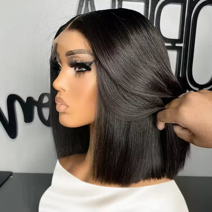 Wear And Go Glueless Human Hair Wig Bob HD Lace Straight Short Bob HD Lace Frontal Pre Plucked Human Wigs Ready To Go