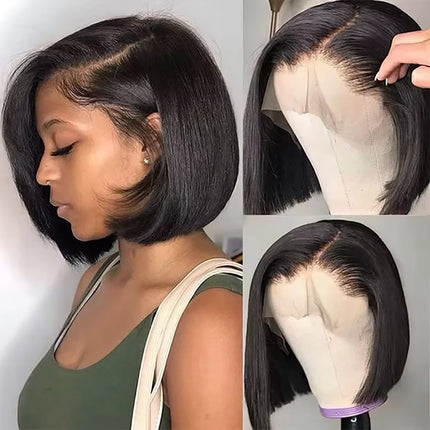 Wear And Go Glueless Human Hair Wig Bob HD Lace Straight Short Bob HD Lace Frontal Pre Plucked Human Wigs Ready To Go
