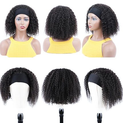 Headband Wig Human Hair Kinky Curly Human Hair Wigs For Women Brazilian Short Bob Wigs Glueless Full Machine Made Wig