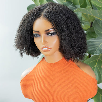 Afro Curly Half Wigs With Human Hair 3 IN 1 Half Wig With Drawstring Seamless Clip Ins Flip Over Headband Wigs Human Hair