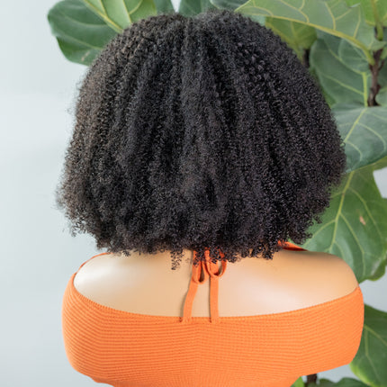 Afro Curly Half Wigs With Human Hair 3 IN 1 Half Wig With Drawstring Seamless Clip Ins Flip Over Headband Wigs Human Hair