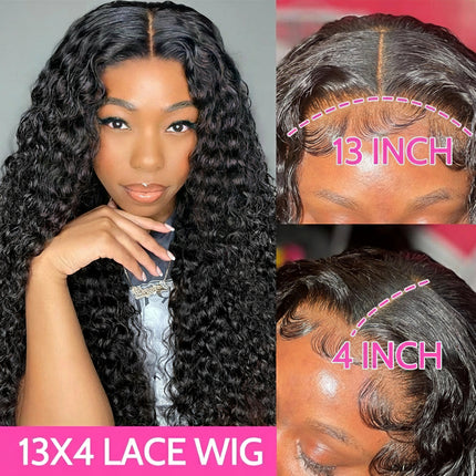 HD Transparent Water Wave Frontal Wig 13x4/13x6 Curly Lace Front Human Hair Wigs For Women Deep Wave Lace Frontal Wigs