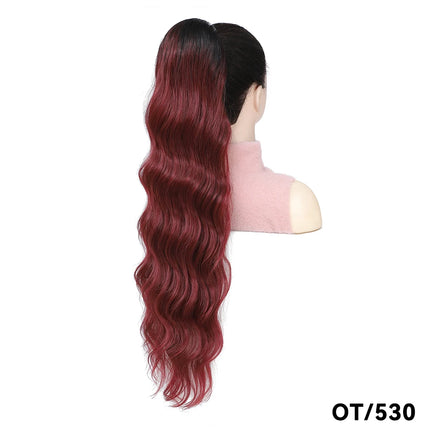 Curly Pony Tail Hair Extensions 24 28 Inch Synthetic Horse Tail For Black Women Ombre Brown Red False Drawstring Ponytail Clip In