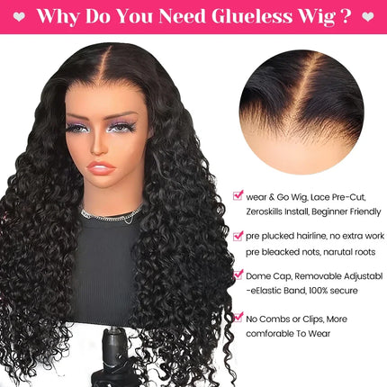 Kinky Curly Lace Front Wig Wear And Go Pre Bleached Knots 6x9 Curly Glueless Wig Human Hair Pre Cut PrePlucked Hair Wig