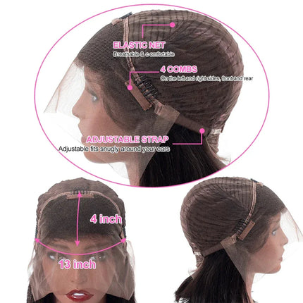 220% Density Straight Lace Front Wigs For Women Brazilian Human Hair Wigs 13X4 Straight Lace Front Human Hair Wigs