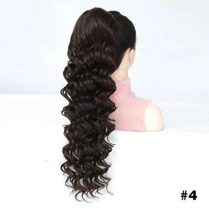 Curly Pony Tail Hair Extensions 24 28 Inch Synthetic Horse Tail For Black Women Ombre Brown Red False Drawstring Ponytail Clip In