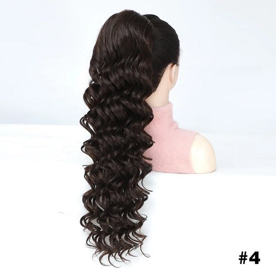 Curly Pony Tail Hair Extensions 24 28 Inch Synthetic Horse Tail For Black Women Ombre Brown Red False Drawstring Ponytail Clip In
