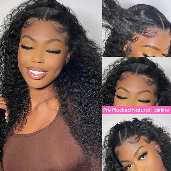Kinky Curly Lace Front Wig Wear And Go Pre Bleached Knots 6x9 Curly Glueless Wig Human Hair Pre Cut PrePlucked Hair Wig