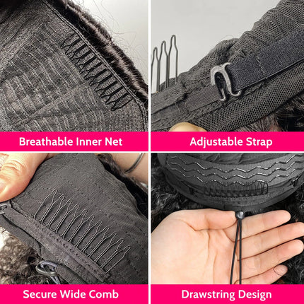 Wigs Glueless 250 density Water Wave Half Wig Natural Headband Wigs  Flip Over 100% Human Hair Wigs