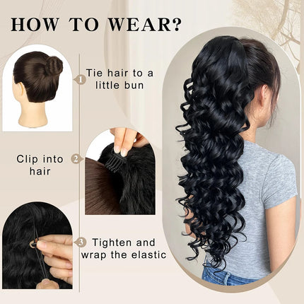 Curly Pony Tail Hair Extensions 24 28 Inch Synthetic Horse Tail For Black Women Ombre Brown Red False Drawstring Ponytail Clip In