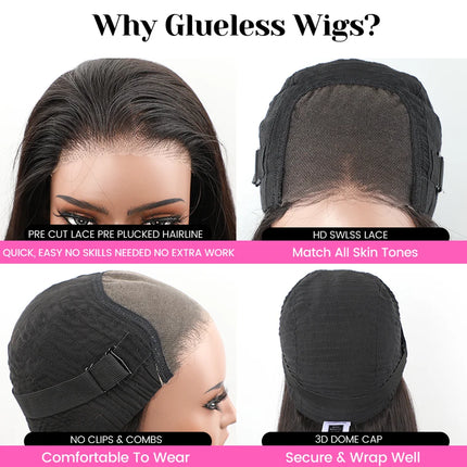 Wear Go Short Bob Wig Chocolate Brown Lace Front Wigs Bone Straight Bob Wig Hair Glueless PrePlucked Human Wigs Ready To Go