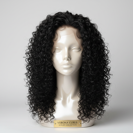 Black curly lace wig elegant