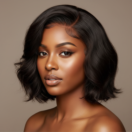 Body Wave Lace Front Wig Pre Bleached Knots Glueless Wigs Wear And Go Short Bob Human Hair Wigs Closure Wigs Hair black model square layout