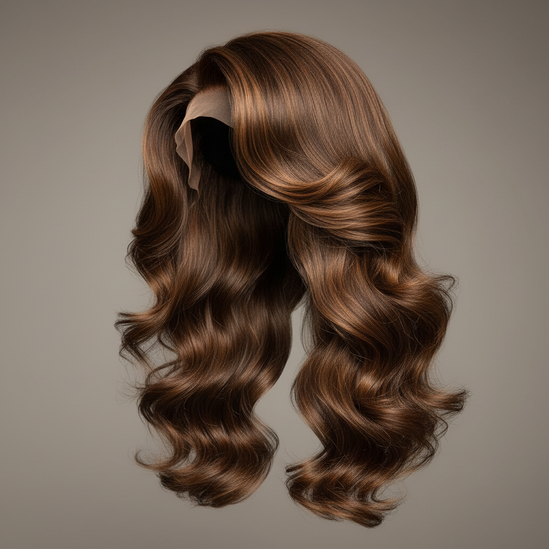 Brown wig angle elegant, square