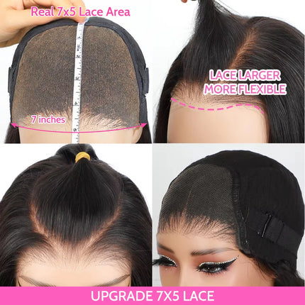 Hair Wear Go Human Hair Wigs Pre Cut PrePlucked Bone Straight Bob Wigs Transparent 7X5 Lace Front Glueless Wig Ready To Go