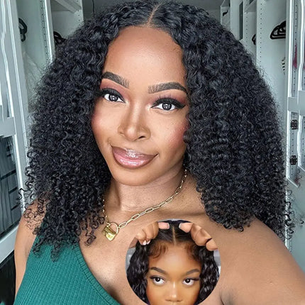 Glueless Bob Wig Hair Wear And Go Kinky Curly Lace Front Wig Human Hair Short Deep Curly Wigs PrePlucked Human Wigs