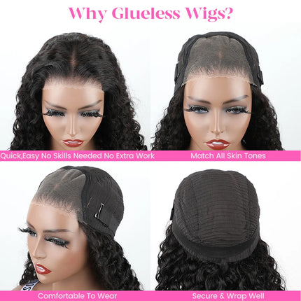 Wear Go Glueless Wig Brailian Water Wave Bob 6x4 HD Lace 100% Glueless Wig Human Hair Ready To Wear Pre Cut
