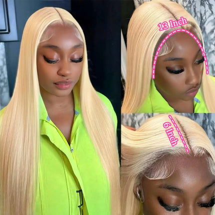 613 Straight Human Hair Wig 13x6 HD Lace Frontal Wigs 613 Honey Blonde Straight Brazilian Lace Frontal Wig 220 Density 40 Inch