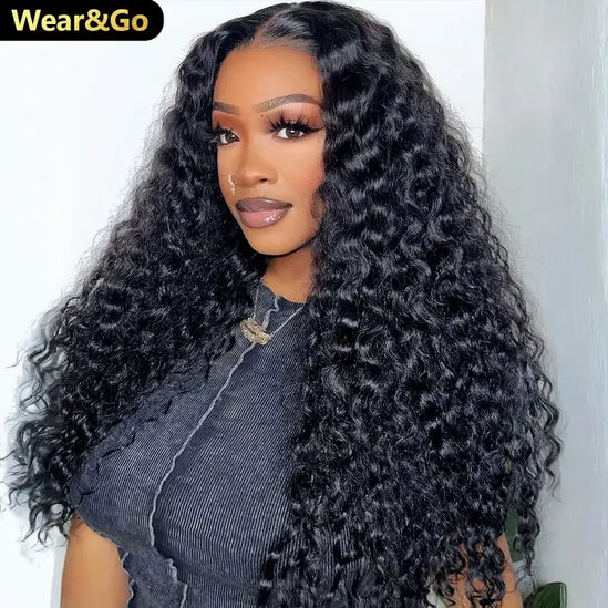 7x5 Wear And Go Glueless Water Wave Human Hair wigs With Knots HD Lace Front Wig Pre Cut Pre Plucked Glueless Wigs