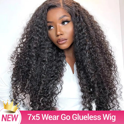 7x5 Wear And Go Glueless Water Wave Human Hair wigs With Knots HD Lace Front Wig Pre Cut Pre Plucked Glueless Wigs