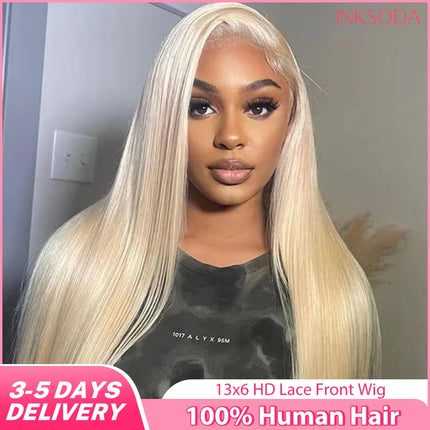 613 Straight Human Hair Wig 13x6 HD Lace Frontal Wigs 613 Honey Blonde Straight Brazilian Lace Frontal Wig 220 Density 40 Inch