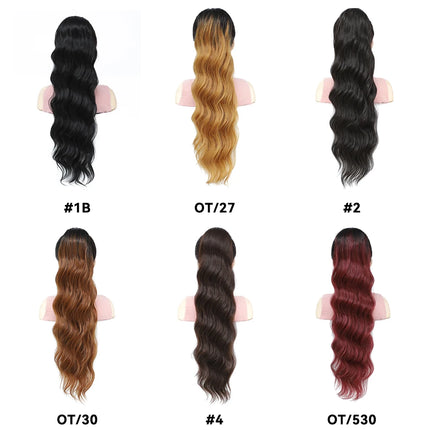 Curly Pony Tail Hair Extensions 24 28 Inch Synthetic Horse Tail For Black Women Ombre Brown Red False Drawstring Ponytail Clip In
