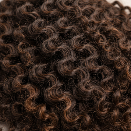 Kinky curly hair bundles texture close-up, deep curly wave detail